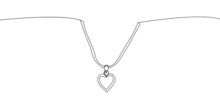 Heart Shaped Pendant Necklace Continuous Line Drawing. One Line Art Of Love, Diamond, Accessory, Jewel, Union Of Hearts, Classic, Romance.
