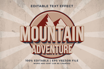 Wall Mural - Editable text effect - Mountain Adventure 3d Retro Logo template style premium vector