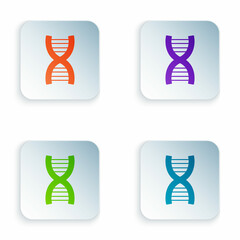 Color DNA symbol icon isolated on white background. Set colorful icons in square buttons. Vector