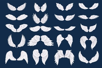 White bird or angel wings, vector illustration.