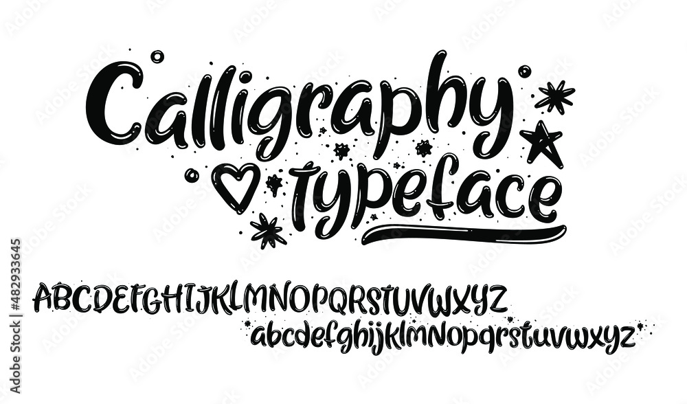 Vector hand drawn alphabet isolated on white background. Brush painted ...