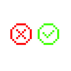 Sticker - pixel check mark and X mark icons.  yes, no icon