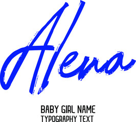 Wall Mural - Alena Beautiful Handwritten Inscription Blue Color Lettering Baby Girl Name