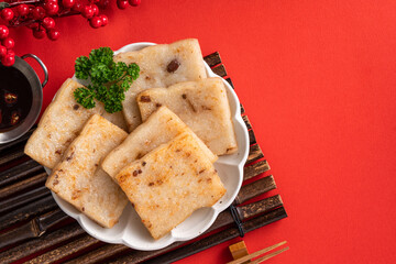 Delicious Chinese radish cake for lunar new year celebration cuisine.