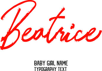 Wall Mural - Beatrice Girl Baby Name in Stylish Cursive Red Color Calligraphy Lettering  