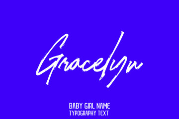 Wall Mural - Gracelyn Baby Girl Name in Stylish Cursive Brush Typography Text on Blue Background