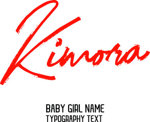 Wall Mural - Kimora Girl Baby Name in Stylish Cursive Red Color Calligraphy Lettering  
