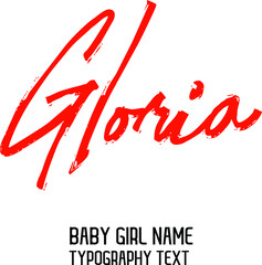Wall Mural - Gloria Baby Girl Name Handwritten Lettering Modern Red Color Brush Calligraphy Text