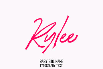 Poster - Pink Color Lettering Sign in Stylish Typography Text Baby Name Rylee