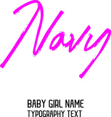 Wall Mural - Pink Color Lettering Sign in Stylish Typography Text Baby Name Navy