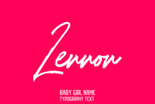 Lennon Woman's Name In Hand Written Brush Typography Text On Pink Background
