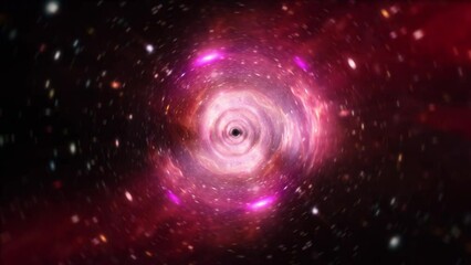 Wall Mural - seamless loop red pink purple hyperspace light speed space flight through space time wormhole tunnel