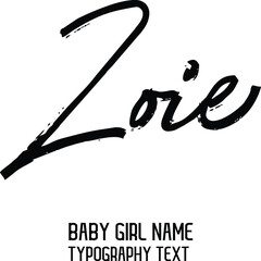 Wall Mural - Zoie Vintage badge Calligraphy in Grunge Brush Style Baby Girl Name