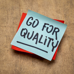Wall Mural - go for quality reminder note with, business, lifestyle and personal development concept