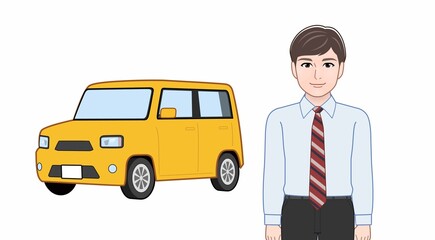 Wall Mural - 車とネクタイをした男性