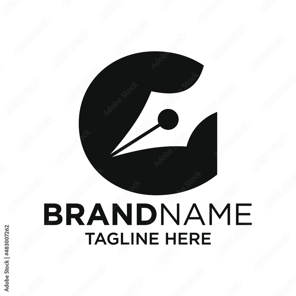 Letter G Pen Logo Design Template Inspiration, Vector Illustration ...