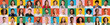 © Prostock-studio - Human faces collage. Multinational women and men posing, expressing feelings and emotions on colorful backgrounds