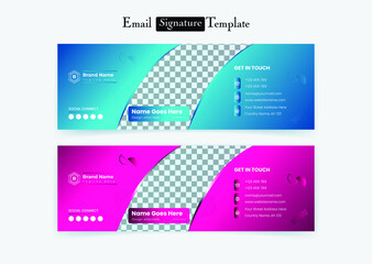 modern and minimal creative Corporate mail business multi purpose email signature vector banner Email signature template with author photo place