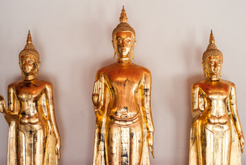 Golden Buddha Statue in Buddhism Temple in Bangkok, Thailand