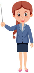 Wall Mural - young woman teacher teaching cartoon character