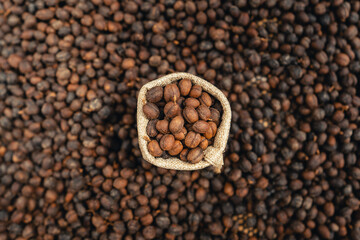 Canvas Print - Coffee beans are dried in the greenhouse.