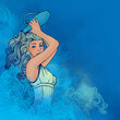 Illustration of aquarius zodiac sign as a beautiful girl with jug