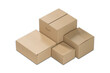 © Leyla - Brown cardboard box mockup template isolated on white background. delivery box packaging. 3d rendering.