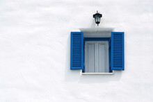  Blue Window On The White Wall