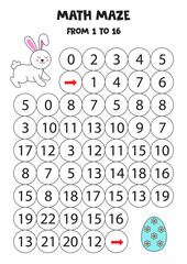 Wall Mural - Get cute Easter rabbit to the egg by counting to 16.