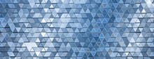 Abstract Mosaic Background Of Shiny Mirrored Triangle Tiles In Blue Colors