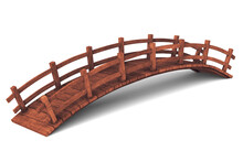 Wooden Bridge On White Background 3D Illustration