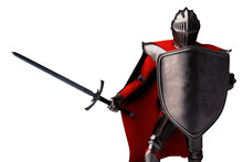 Knight With Sword And Metal Shield On White Background 3D Illustration