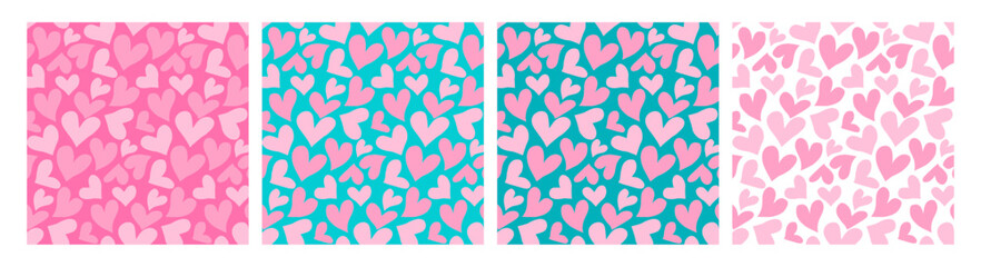 Poster - Pattern seamless heart abstract background pink luxury color geometric vector. Valentine's Day pink hearts t-shirts print. Wrapping paper background.