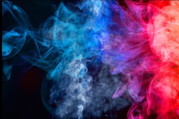 Canvas Print - Fog in red blue color neon light on black background.