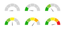 Rating Customer Satisfaction. Level Indicator. Graphic Element Speedometer. Credit Score Manometers