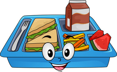 Wall Mural - Mascot Lunch Tray Container Illustration