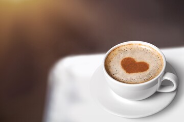 Sticker - Cup of coffee with foam in the form of heart