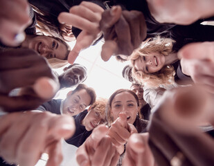 Sticker - close up . group of happy young people .