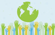 save the world Ecology concept. silhouettes of hands raised up Suitable for posters flyers banners for Earth Day