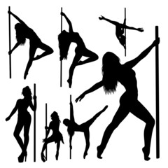 Wall Mural - sexy girl pole dancer silhouette