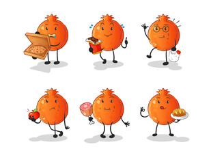 Canvas Print - pomegranate food set character. cartoon mascot vector