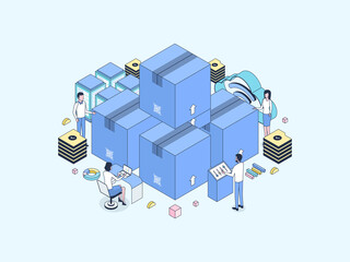 Wall Mural - inventory isometric illustration lineal color. suitable for mobile app, website, banner, diagrams, i
