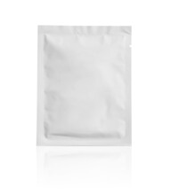 Blank White Aluminium Foil Plastic Pouch Bag Sachet Packaging Mockup Isolated On White Background
