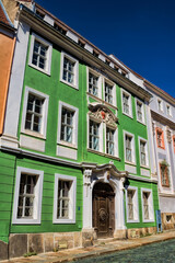 Sticker - bautzen, deutschland - altes haus mit grüner fassade