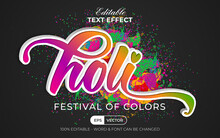 Holi Festival Of Colors Editable Text Effect Style.