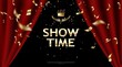 show time, red curtain frame with backlight, vector