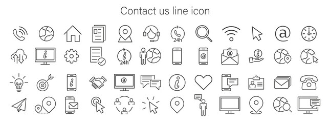 Wall Mural - contact us line icon