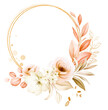 © KeepMakingArt - Golden Floral Frame of Soft Watercolor and Line Art Flowers