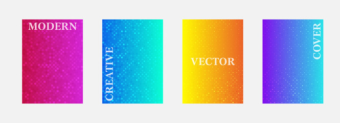 Leinwandbilder - Vector halftone cover design templates. Layout set for covers of books, albums, notebooks, reports, magazines. Dot halftone gradient effect, modern abstract design. Planner and diary cover for print.