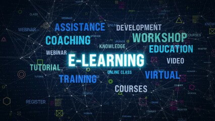Wall Mural - digital e-learning technology online education background